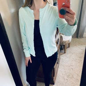 Land’s End Tiffany Blue Cardigan Sweater